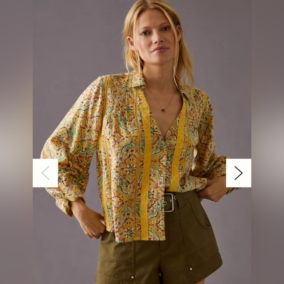 Anthropology Pilcro Pintuck Peasant Blouse, Size XS - Picture 3 of 13